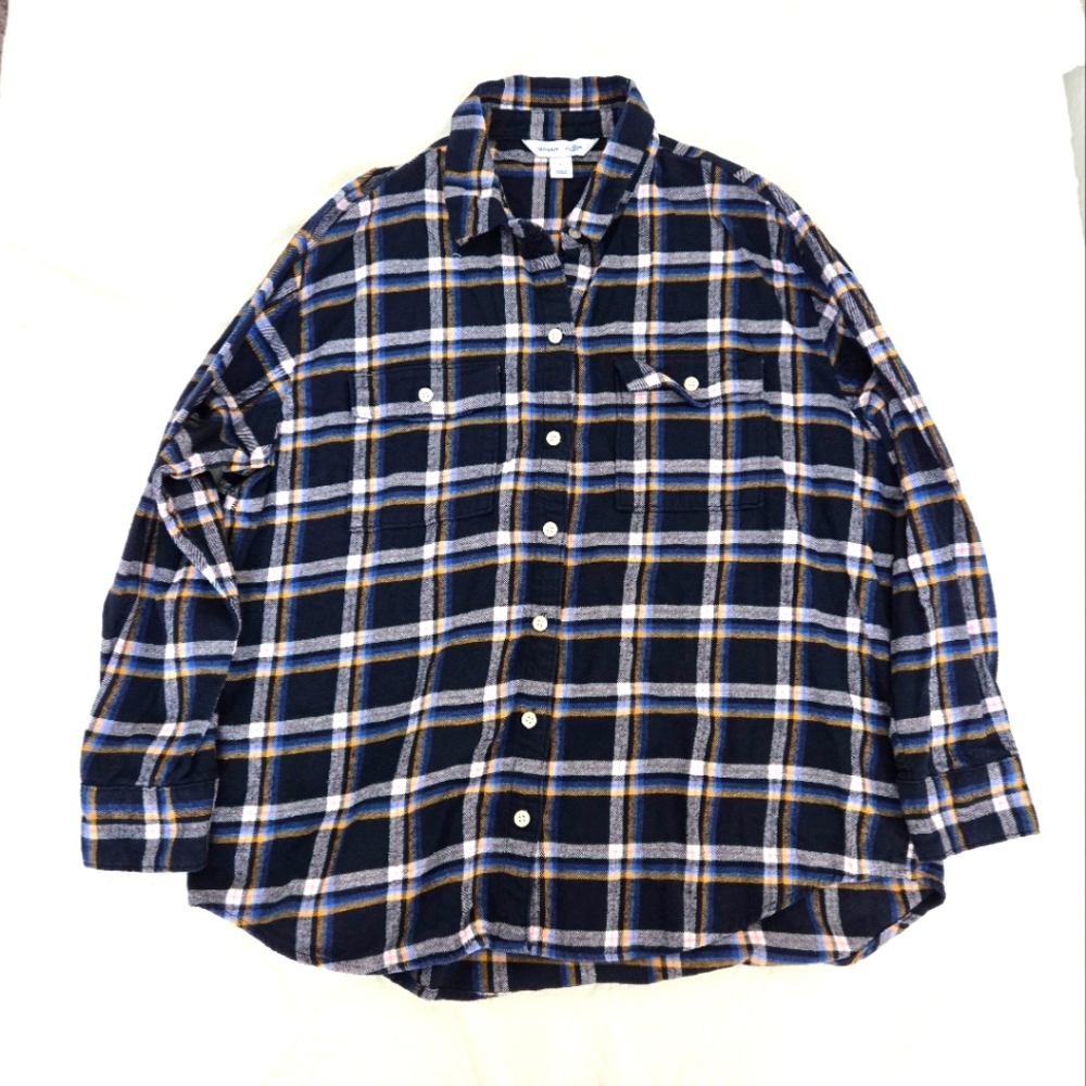 Old Navy Boyfriend Blue Plaid Shirt